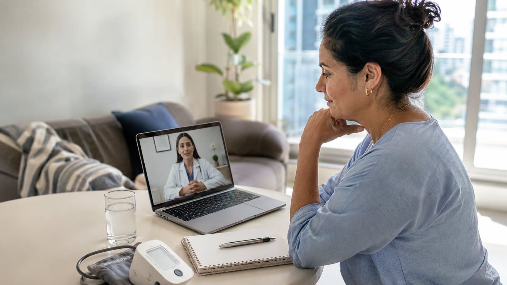 Paciente en una cita de telemedicina
